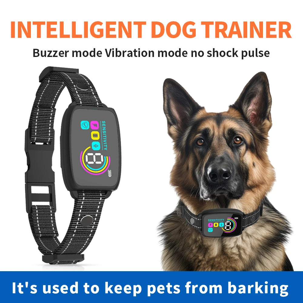 Collier anti-aboiement intelligent et rechargeable pour chien