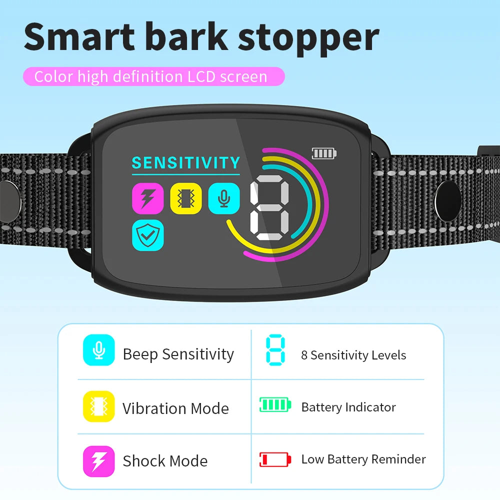 Collier anti-aboiement pour chien - écran digital HD