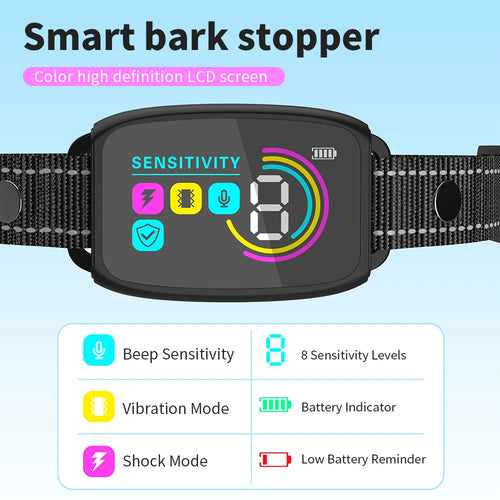 Collier anti-aboiement pour chien - écran digital HD